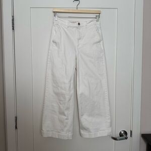 Everlane Jeans Pants Womens Sz 4 White Cropped Wide Leg High Rise Denim Stretch